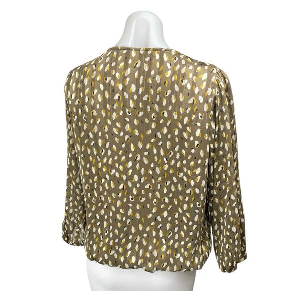 Haven & Blair Green Multicolor Long Sleeve Abstract Button Down Blouse Top Sz M - Picture 2 of 4